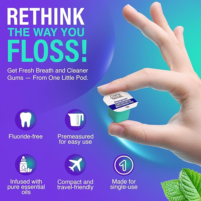 GuruNanda Aqua Pods Pre-Measured Concentrated Mouthwash for GuruNanda Water Flosser 4.0, Fluoride & Alcohol-Free, Wild Mint Flavor, Travel-Friendly, 60 Count