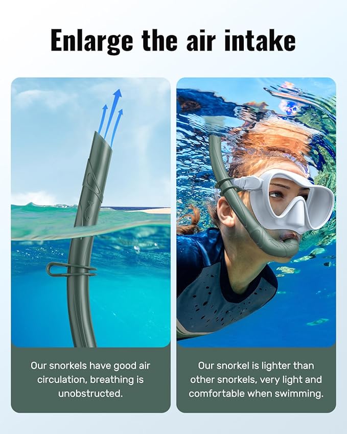 W WSTOO Adults Diving Snorkel Breathing Tube Silicone Flexible Foldable Snorkel Anti-Drop for Freediving Swim Training,Diving and Scuba Diving,Easy to Carry for Travel-StrideForce Fitness