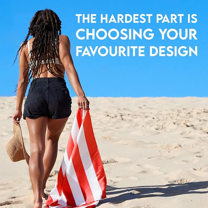 Dock & Bay Customized Beach Towel - Quick Dry, Sand Free - Compact, Lightweight - 100% Recycled - Includes Bag - Cabana - Waikiki Coral Red- Large-StrideForce Fitness