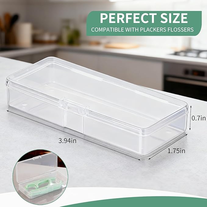 2Pack Travel Case Compatible with Plackers - Dental Floss Pick Travel Case, Refillable and Portable Floss Pick Holder, Clear Plastic Flosser Dispenser, Perfect for Hotels, Dinners and Appointments