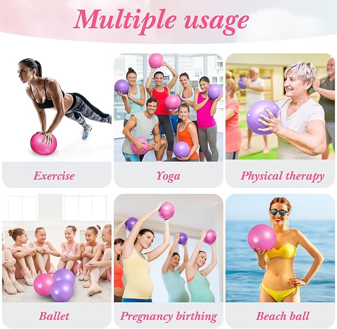 Aoriher 10 Pieces 9 Inch Exercise Pilates Ball Yoga Therapy Core Ball for Yoga Stability Barre Training Stretching Physical Posture Training Gym-StrideForce Fitness