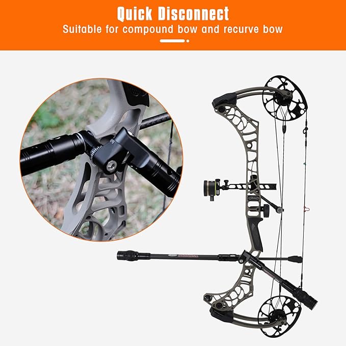 LWANO Single Side Adjustable V-Bar Mount Quick Disconnect Bow Rod Stabilizer, Archery Compound Recurve Bow Stabilizer Single Sidebar Back bar stabilizer Mount-StrideForce Fitness