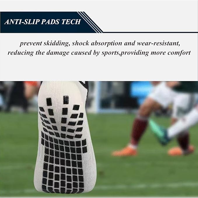 Men's Soccer Non Skid Ball Socks Anti Slip Grip Non Slip Socks, Shin Guard Sleeves, With Or Without Guard Straps for Football-StrideForce Fitness