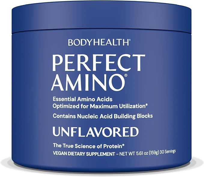 BodyHealth PerfectAmino Powder - BCAA and EAA Powder for Pre and Post Workout - Amino Acid Energy Drink for Men and Women to Support Lean Muscle and Recovery - Unflavored - 30 Servings-StrideForce Fitness
