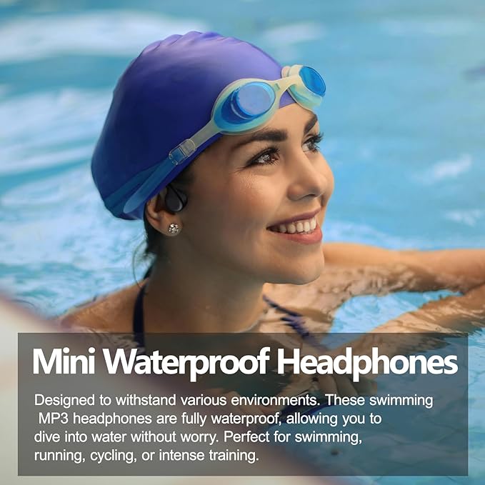 Swimming Headphones,Bone Conduction Headphones Bluetooth 5.4,IPX8 Waterproof,32G Memory Sports Headphone,Underwater Headphone with MP3-Player for Swim,Open Earphones for Swimming (Black X20)-StrideForce Fitness