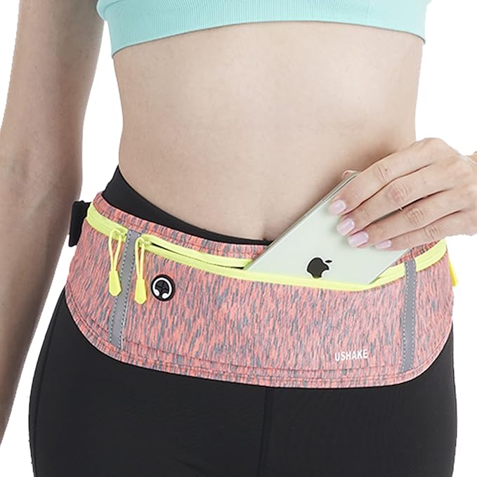 USHAKE Slim Running Belt, Workout Fanny Pack for Men Women,Exercise Waist Pack for Apple iPhone Holder, Runner Belt for Running Walking Cycling Camping Gym-StrideForce Fitness