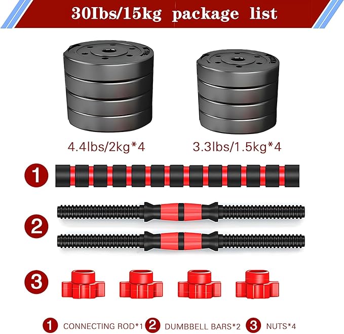 Adjustable-Dumbbells-Sets,Free Weights-Dumbbells Set of 2 Convertible To Barbell A Pair of Lightweight for Home Gym,Women and Men Equipment-StrideForce Fitness