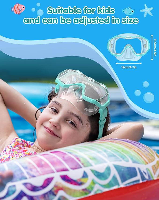 W WSTOO Kids Swim Goggles with Nose Cover,Snorkel Diving Swimming Mask for Youth 5-15,HD 3-Window Wide Vision Anti-Shattered Lens Anti-Fog&Leak-StrideForce Fitness
