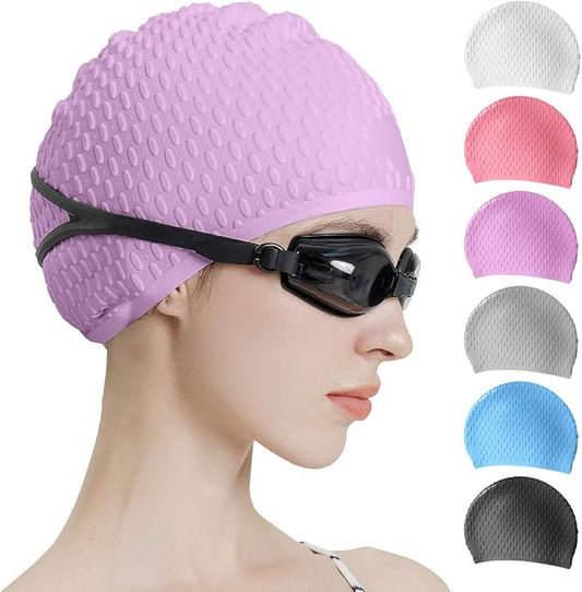 Tripsky Silicone Swim Cap,Comfortable Bathing Cap Ideal for Curly Short Medium Long Hair, Swimming Cap for Women and Men, Shower Caps Keep Hairstyle Unchanged…-StrideForce Fitness