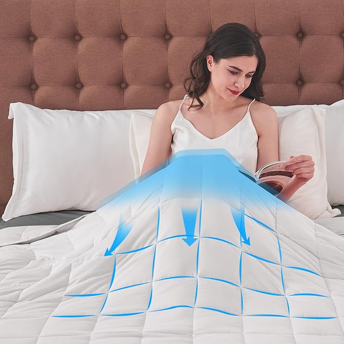 King Size Weighted Blanket for Adults (25 lbs, 80” x 87”, White) Cooling Heavy Blanket for Sleeping Perfect for 240-260 lbs, Breathable Blanket for Adults & Couple All Season, Machine Washable-StrideForce Fitness