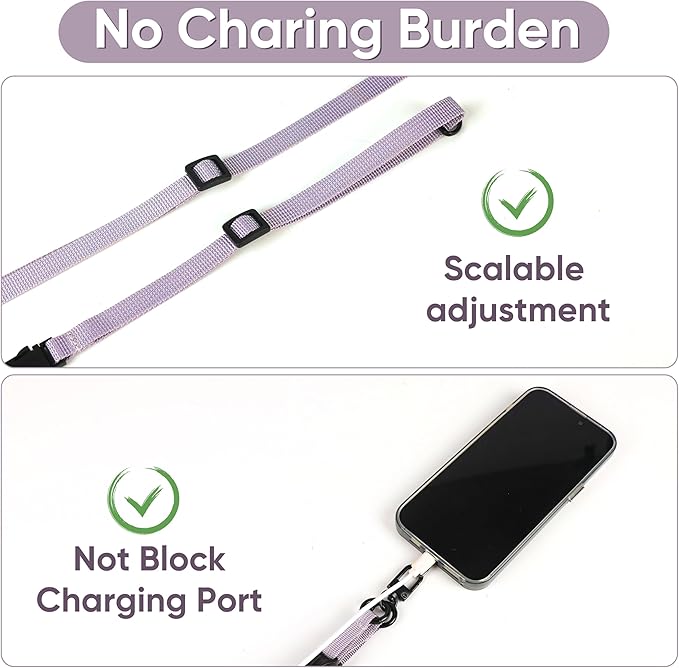 Cell Phone Strap Adjustable Wrist Strap Crossbody Cellphone Holder Extra Long Phone Lanyard Wrist Lanyard (Lavender Grey)-StrideForce Fitness