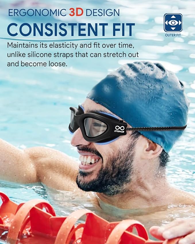 Swim Goggles, Polarized Adult Swimming Goggles Bungee Strap No Hair Pulling Anti-fog Pool Goggles for Men Women-StrideForce Fitness