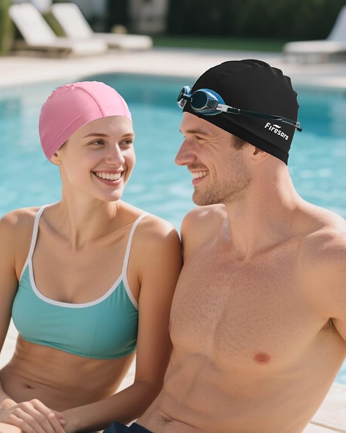 Firesara Fabric Swim Cap, High Elasticity Swimming Cap Keeps Hair Clean Breathable Fit Both Long Hair Short Hair, Swim Caps Woman Girls Men Kids One Size Hat-StrideForce Fitness