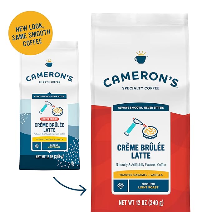 Cameron's Coffee Holiday Roasted Ground Coffee Bag, Flavored, Crème Brulee Latte, 12 Ounce (Pack of 6)-StrideForce Fitness