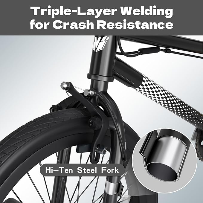 67i Boys BMX Bike 18/20 Inch Ages 8-12 Kids Bicycle with Front Rear U Brake Adjustable Seat Iron Fork 2.09" Wide Tires-StrideForce Fitness