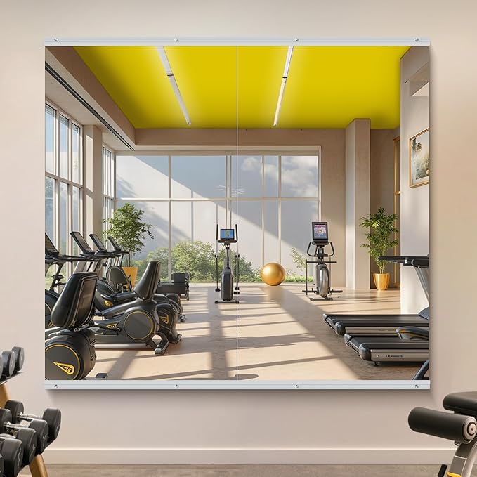 Home Gym Mirror - 55x30 Inch, 2PCS Frameless Tempered Glass Full Body Mirror for Wall Mount - Ideal for Yoga, Workout, Bedroom, Dance Studio (Silver)-StrideForce Fitness