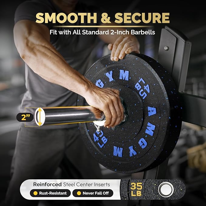 2 Inch Bumper Plates，10-500lbs，Barbell Rubber Olympic Weight Plates Set for Home Gym, Strength Training & Weight Lifting, Multiple Options Colors-StrideForce Fitness