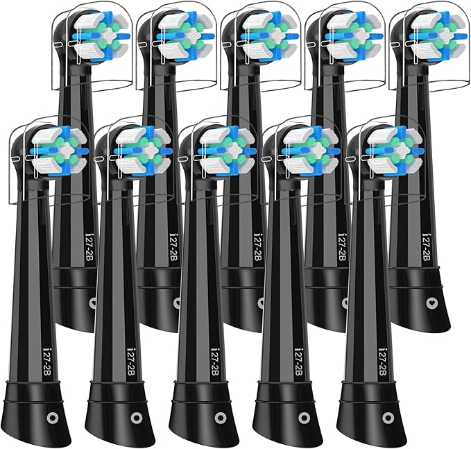 10 PCS Replacement Heads Compatible with Oral B IO 2/3/4/5/6/7/8/9/10/Deep Clean Series Electric Toothbrush, Medium Softness Brush Heads Compatible with Oral B IO for Teeth and Gums Care (Black)