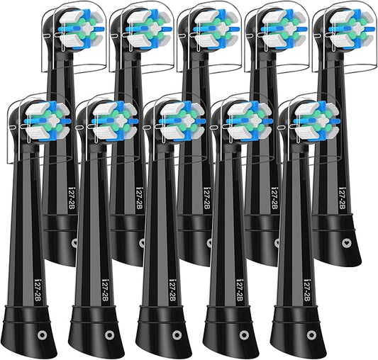 10 PCS Replacement Heads Compatible with Oral B IO 2/3/4/5/6/7/8/9/10/Deep Clean Series Electric Toothbrush, Medium Softness Brush Heads Compatible with Oral B IO for Teeth and Gums Care (Black)