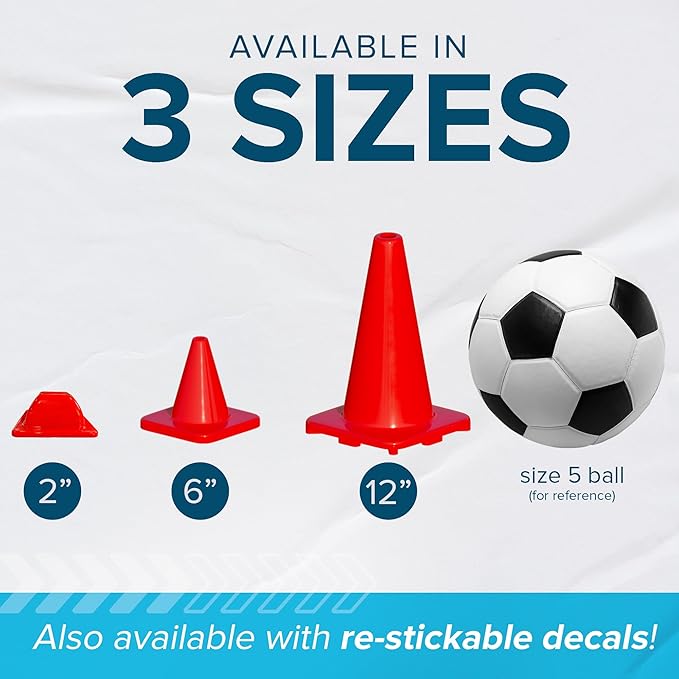 LVL10 Pro Training Cones - 12" Large Soccer Cones for Sports Training - for Basketball, Football, Basketball and Agility Drills - Soccer Field Markers That Won't Crack, Slide or Fly-StrideForce Fitness