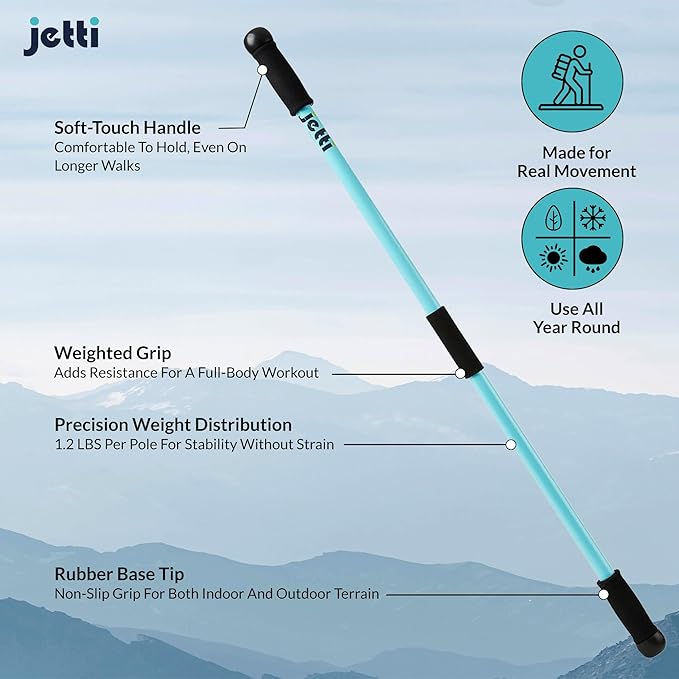 Weighted Walking Sticks for Seniors, Women & Men – 1.2lb Each Ergonomic Hiking Poles for Balance, Posture & Stability – Durable Trekking Poles for Walking-StrideForce Fitness