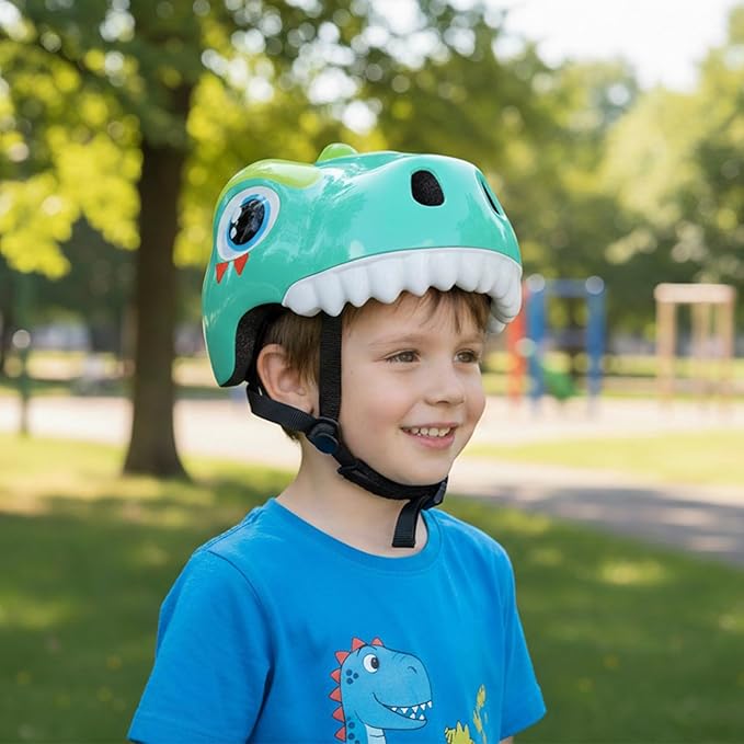 Dinosaur Bike Helmet for 1-3-5-8 Toddler Baby Kids, Lightweight Bicycle Helmet for Cycling Skateboard Roller Skate & Multi-Sports,2 Sizes for Boys and Girls-StrideForce Fitness