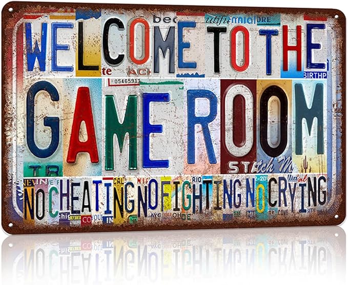 Vintage Game Room Wall Decor Metal Sign Tin Signs Poster - Welcome To The Game Room No Cheating No Fighting No Crying-StrideForce Fitness