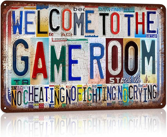 Vintage Game Room Wall Decor Metal Sign Tin Signs Poster - Welcome To The Game Room No Cheating No Fighting No Crying-StrideForce Fitness