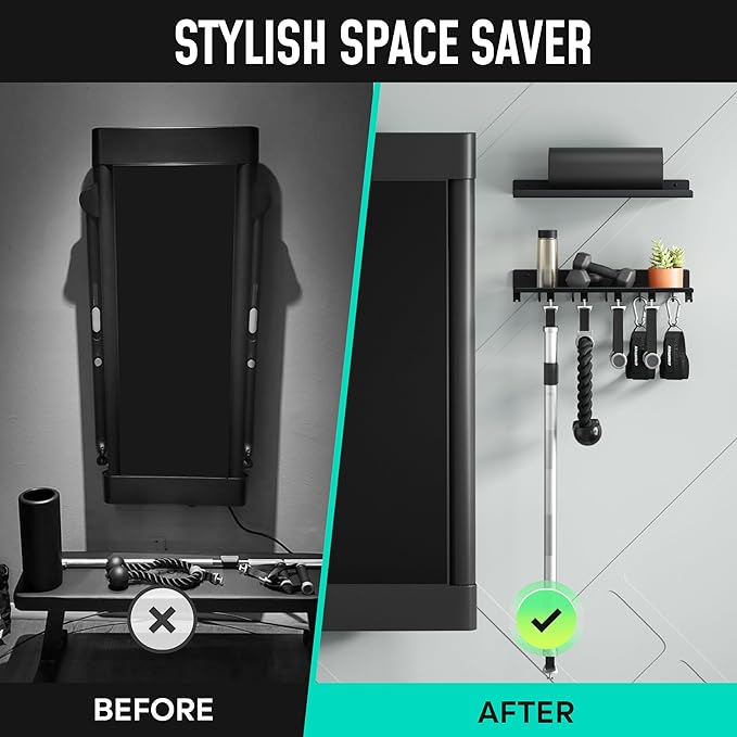 2-Tier Floating Shelf Compatible with Tonal Accessories, Home Gym Storage Shelf, Gym Rack Wall Mount Organizer, Workout Metal Holder, T-Bracket Lock Adapters Hanger, US Patent Holding-StrideForce Fitness