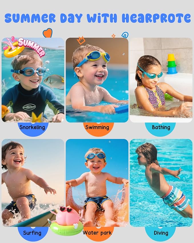 Hearprotek 3 Pairs Swimming Ear Plugs for Kids, Soft Silicone Reusable Waterproof Earplugs for Toddlers Bathing Swimming and Other Water Sports(Blue/Orange/Green)-StrideForce Fitness