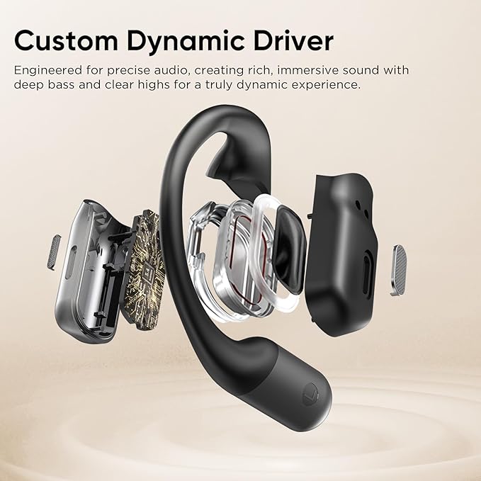 BUGANI Open Ear Headphones Wireless Earbuds,5.4 Bluetooth Headphones, IPX5 Waterproof Ear Buds for Running Workout Cycling Gift(Black)-StrideForce Fitness