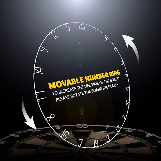 LinkVisions Dartboard with Staple-Free Bullseye, 18g Steel Tip Darts Set,12 Steel Tip Darts 18g, Dartboard Mounting Kits Included-StrideForce Fitness