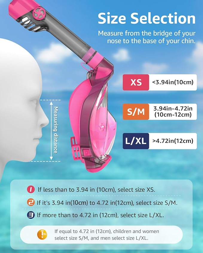 W WSTOO Full Face Snorkel Mask Adults,Suitable for Beginners Dry Top Snorkeling Gear,Can Your Mouth or Nose to Breathe,180 Degrees Panoramic View,Anti-Fog Anti-Leak,Summer Travel and Vacationing Gifts-StrideForce Fitness