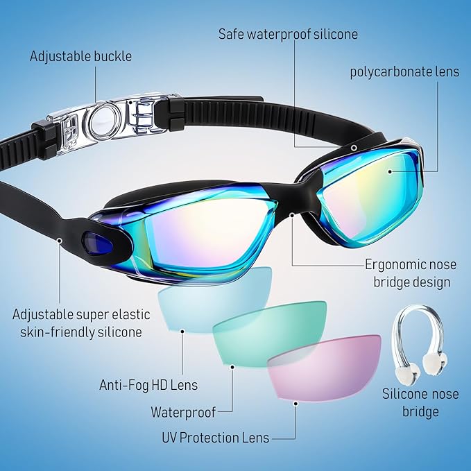 Konohan 10 Pack Swim Goggles Bulk for Kids adult Pool Goggles Anti Fog Silicone No Leak Swimming Glasses for Men Women Youth-StrideForce Fitness