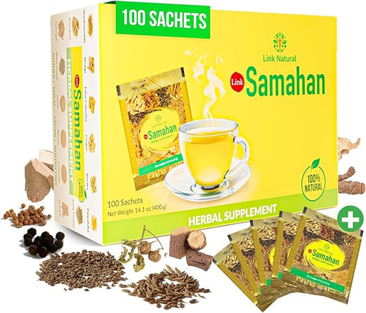SAMAHAN Ayurvedic Herbal Tea Packets - Sri Lankan Ceylon Blend with 14 Natural Herbs Including Ginger, Black Pepper & More, Herbal Tea Bags for Wellness, Relaxation & Daily Comfort - 100 Count-StrideForce Fitness