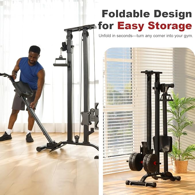 TOUSAINS Cable Machine Home Gym, 330 Lbs Plates Loaded Cable Crossover Machine, 2 in 1 Functional Trainer with Rowing Machine, Space Saving Design for Home Gym-StrideForce Fitness