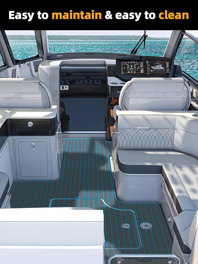 FOCEAN Boat Flooring EVA Foam Boat Decking Faux Teak Marine Flooring Boat Mat Boat Carpet Sheet for Motorboat RV Yacht Kayak Surfboard, 94.5"x 47.2"/35.4"/23.6"/15.7"-StrideForce Fitness