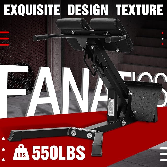 FANATICS Roman Chair Back Extension Machine Hyperextension Bench Reverse Hyper Lower Back Exercise Equipment Multi-Functional Core and Glute Workout Bench for Home Gym-StrideForce Fitness