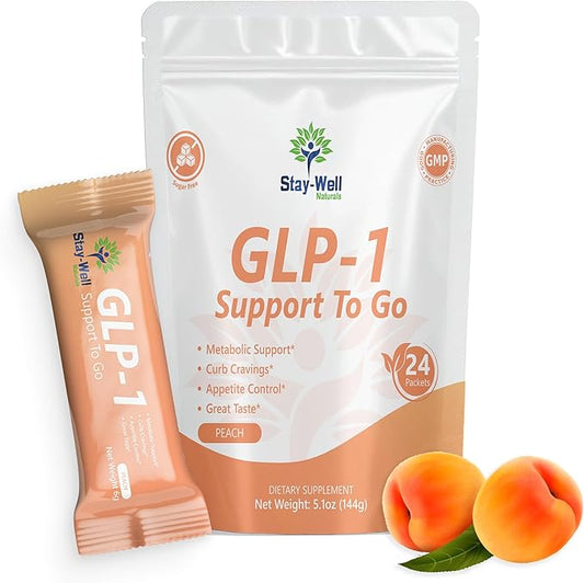 GLP-1 Supplement | Natural GLP-1 Production | GLP 1 Booster Drink Mix to Control Appetite and Cravings | Great Tasting Metabolic Support - Yerba Mate, Garcinia Cambogia, Berberine [Peach]-StrideForce Fitness