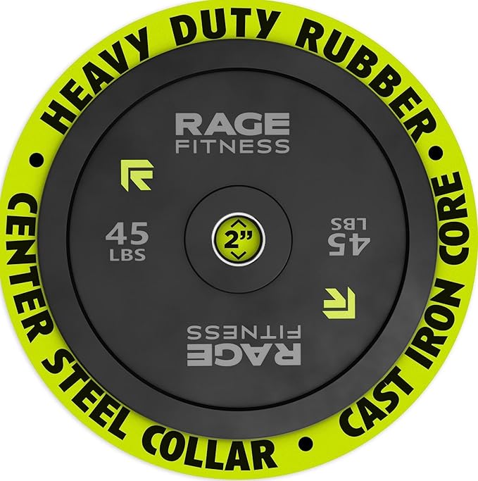 Olympic Bumper Plates, Rubber Formula With Steel Insert (10lb, 15lb, 25lb, 35lb, 45lb - SOLD INDIVIDUALLY), Olympic Weight Plates for Strength Training, Bench Press, Squats, Powerlifting-StrideForce Fitness