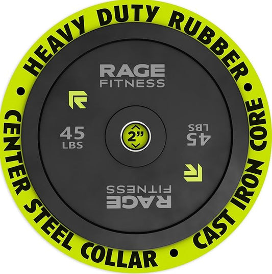 Olympic Bumper Plates, Rubber Formula With Steel Insert (10lb, 15lb, 25lb, 35lb, 45lb - SOLD INDIVIDUALLY), Olympic Weight Plates for Strength Training, Bench Press, Squats, Powerlifting-StrideForce Fitness