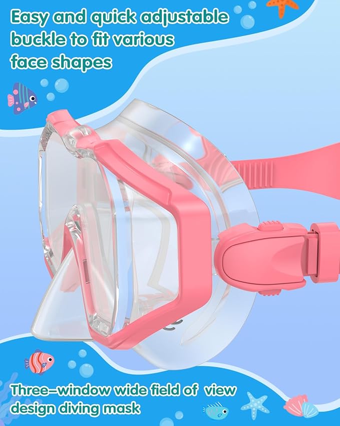 W WSTOO Kids Swim Goggles with Nose Cover,Snorkel Diving Swimming Mask for Youth 5-15,HD 3-Window Wide Vision Anti-Shattered Lens Anti-Fog&Leak-StrideForce Fitness