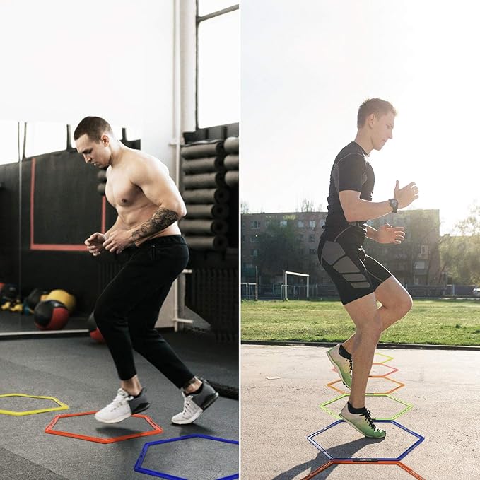 Yes4All Hex Agility Rings/Speed Rings with Carrying Bag – Hexagon Rings, Agility Hurdles for Agility Footwork Training-StrideForce Fitness