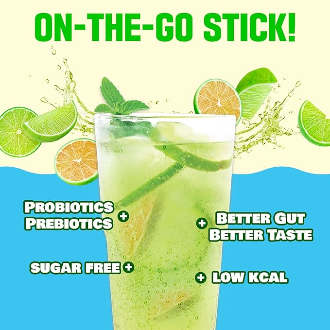 TEAZEN Green Mandarin Lime Kombucha Tea, Hydration Drink Mix, Sugar Free, Live Probiotics & Prebiotics, 10 Sticks, 1.76oz-StrideForce Fitness