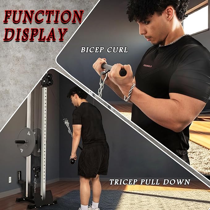 Fitness Wall Mount Cable Crossover Machine – Multi-Functional Dual Pulley System, Home Gym Equipment with Commercial-Grade Steel Frame and 400 lb Load Capacity for Home Gym.-StrideForce Fitness