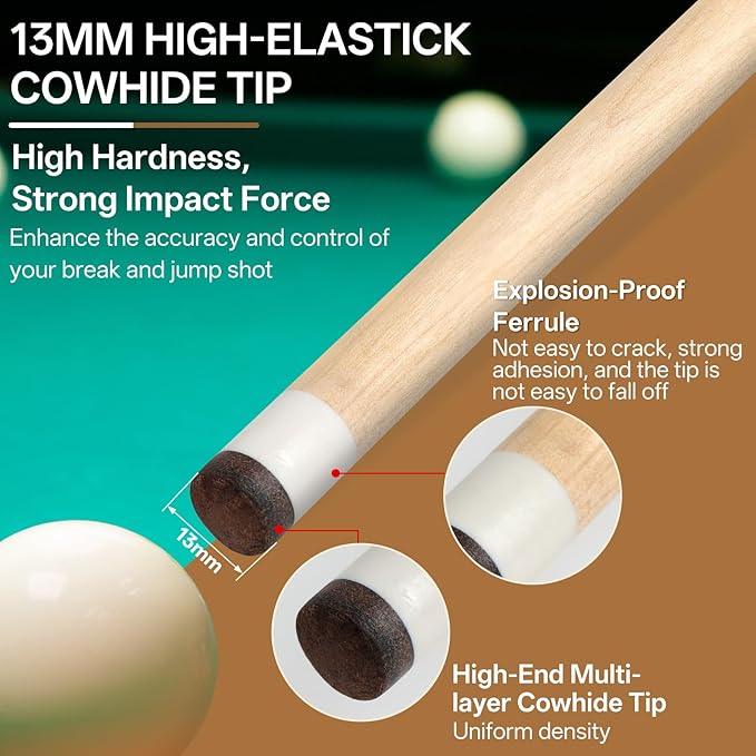 Kmise 4 Pieces Pool Cue Stick, 58??Pool Cues, 18 19 20 21 oz Canadian Maple, Pool Sticks for Adults, Billiard House Home Bar Pool Stick, Durable, Suitable for Professional Billiard Players-StrideForce Fitness