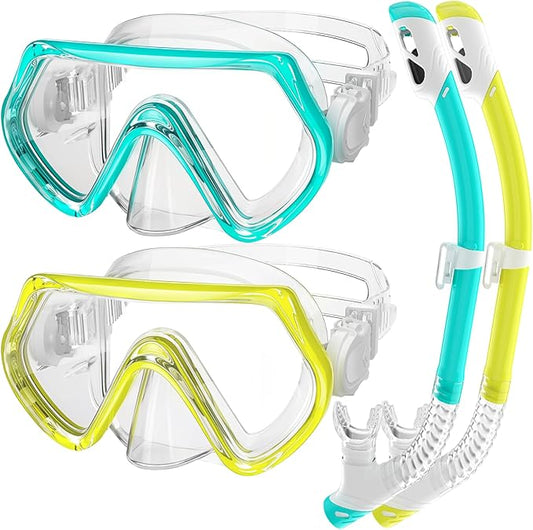 Snorkeling Gear for Kids, Kids Snorkel Set for Ages 3-14, Anti-Fog Diving Mask and Dry Top Snorkel Combo Set, Unisex Swimming Goggles-StrideForce Fitness