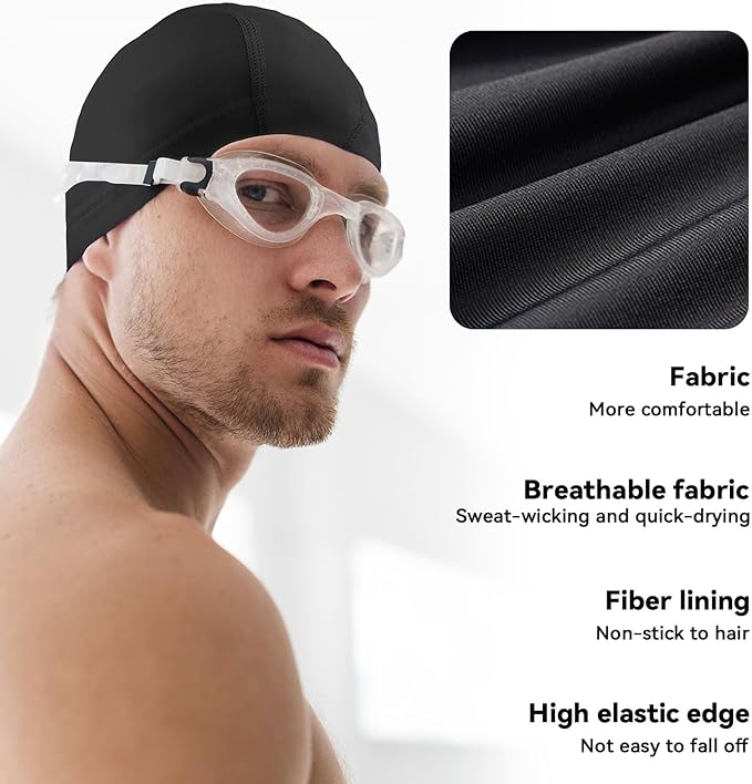 Swim Cap for Men Women Adult, High Stretch Fabric Swim Cap, Swimming Caps Non-Waterproof-StrideForce Fitness