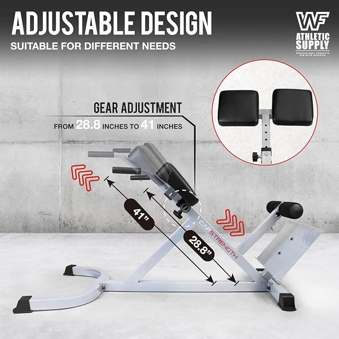 CAPHAUS 45 Degree Roman Chair Glutes Hamstring Workout Equipment for Muscle Strength Training Fitness, with Dip Station, Adjustable Hyperextension Ab Bench, Multi-Functional Back Machines-StrideForce Fitness