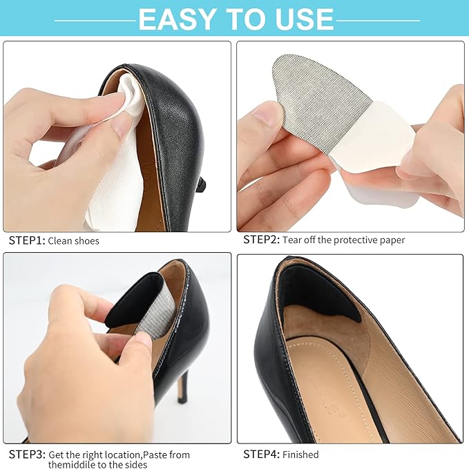 6 Pairs Heel Cushion Pads for Shoes Too Big, Shoe Grips Liners Heel Protectors for Loose Shoes, Heel Pain, Blisters and Rubbing, Anti Slip Shoe Filler Make Shoes Fit Tighter(Black)-StrideForce Fitness